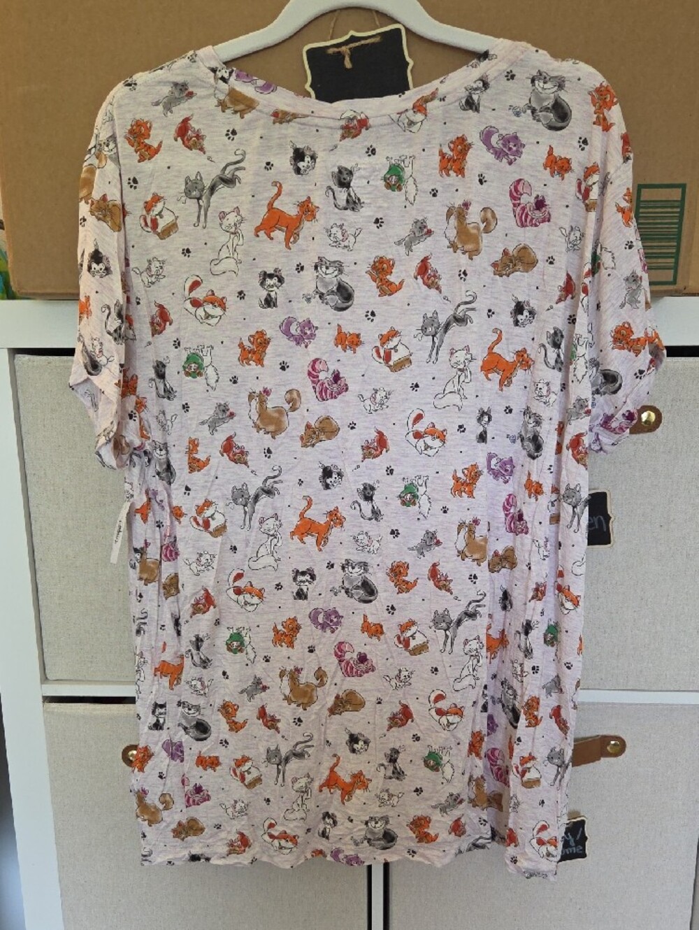 Disney Pastel Purple Short Sleeve Tee with Multicolored Cat Motif - Picture 6 of 6